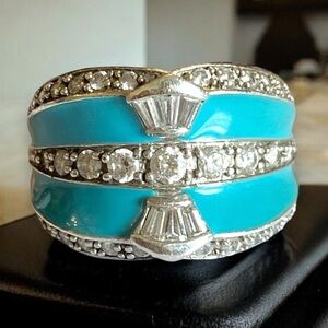 ***SOLD** Estate Sterling Silver 925 Turquoise 15mm Wide DOME Ring SZ 6 BEAUTY!